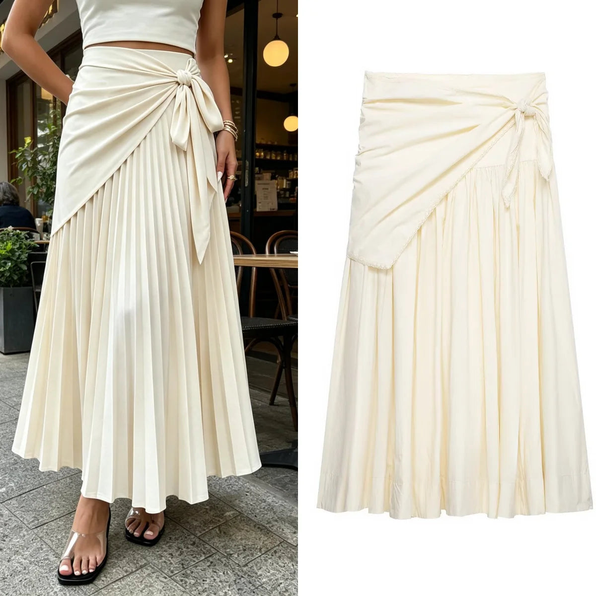 Women French Elegant Skirt 2026 Summer New In Mid-Length Dress High Waist Solid Vintage Skirts Lady Fashion Party Street Clothes